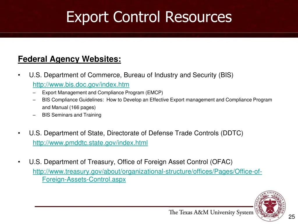 export control resources