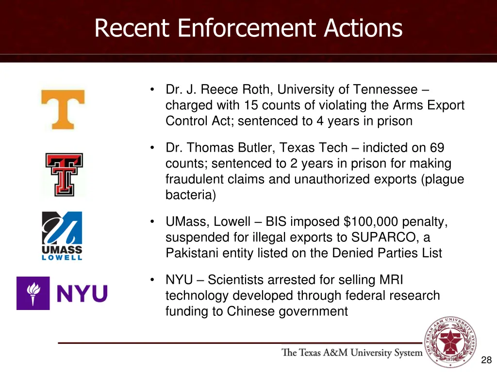 recent enforcement actions