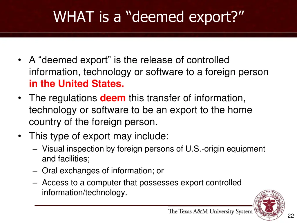 what is a deemed export