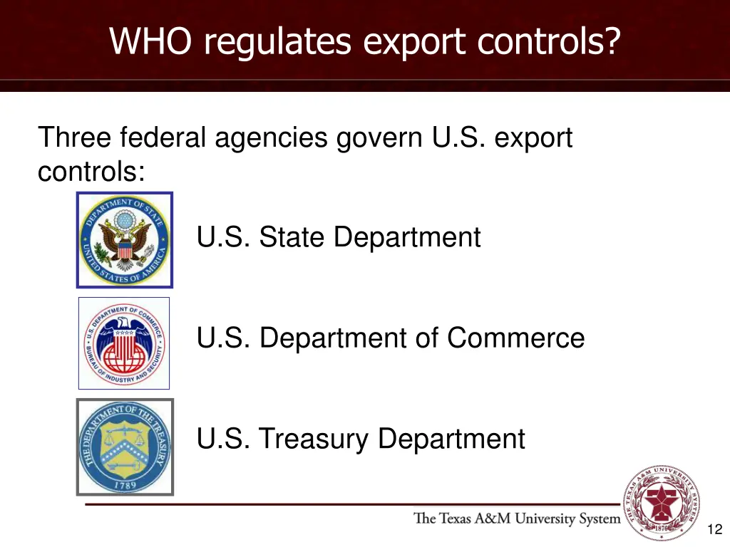 who regulates export controls