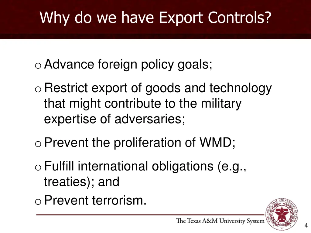 why do we have export controls