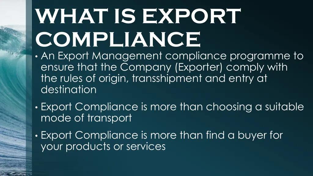 what is export compliance an export management