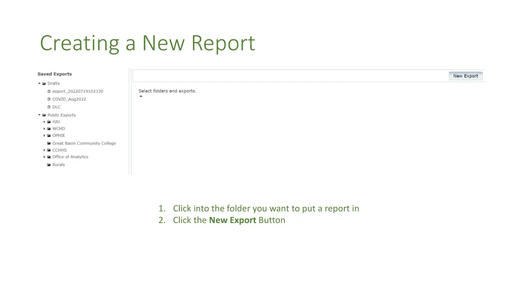 creating a new report