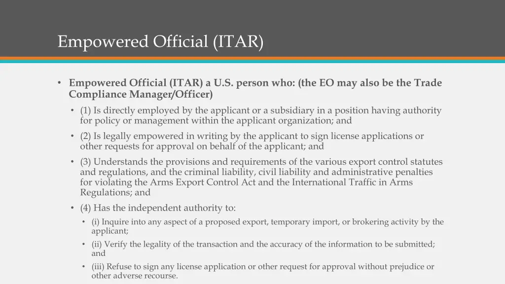 empowered official itar