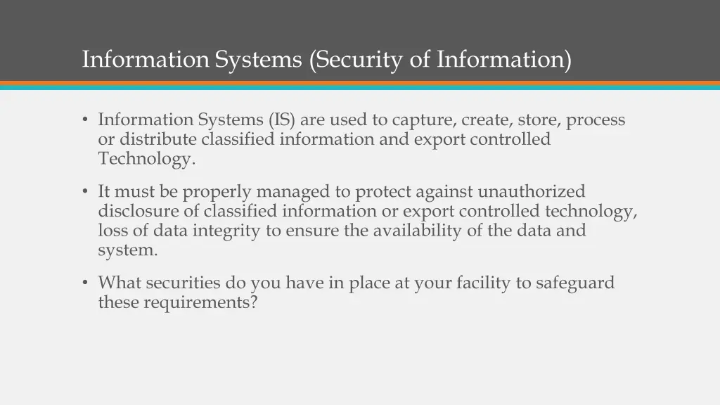 information systems security of information