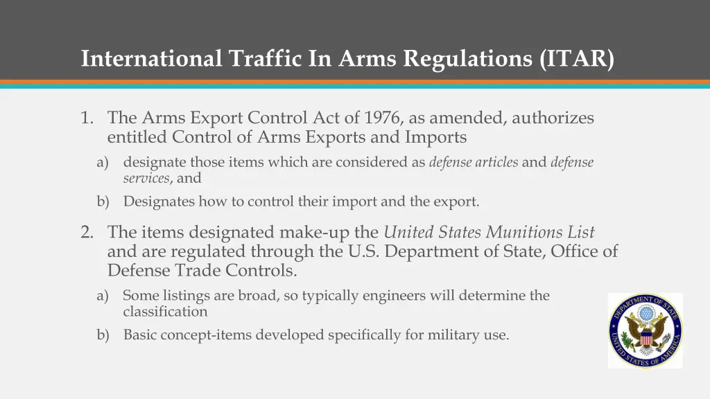 international traffic in arms regulations itar