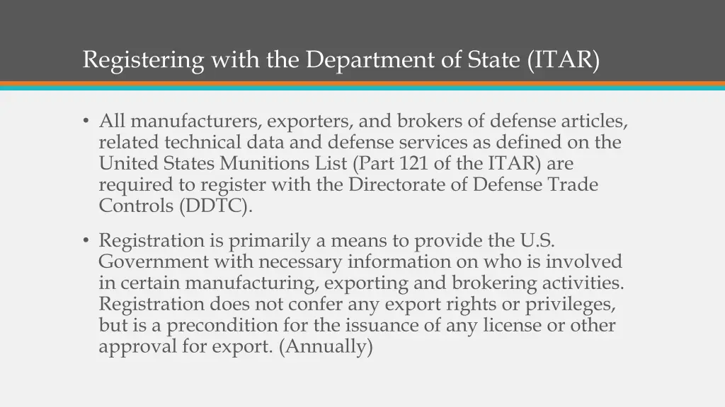 registering with the department of state itar