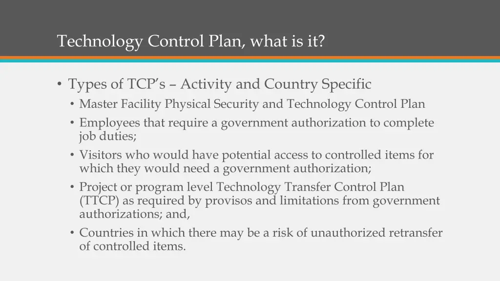 technology control plan what is it 1