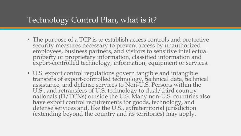 technology control plan what is it