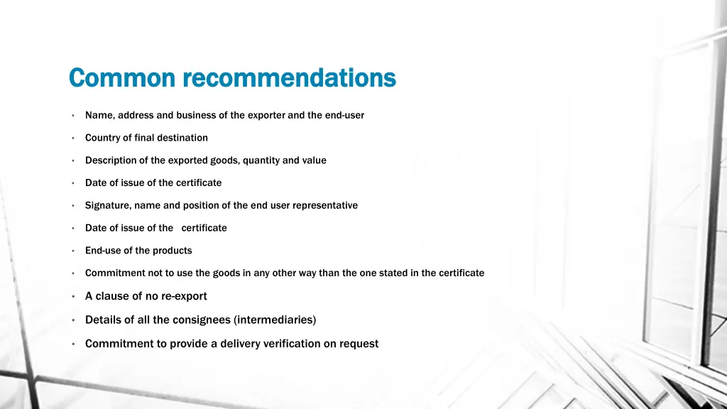 common recommendations common recommendations