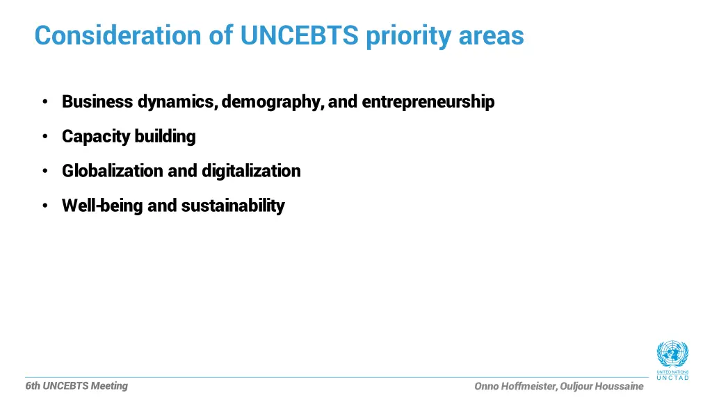 consideration of uncebts priority areas