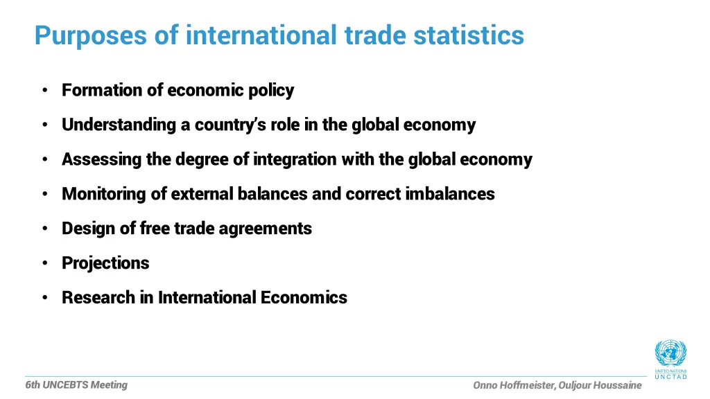 purposes of international trade statistics