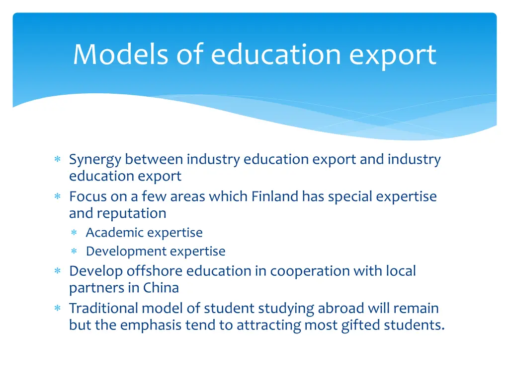 models of education export