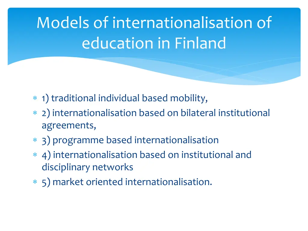 models of internationalisation of education