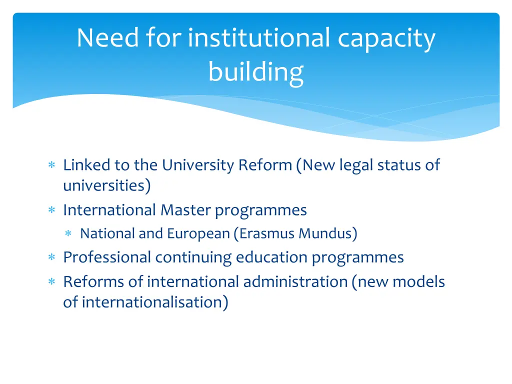 need for institutional capacity building