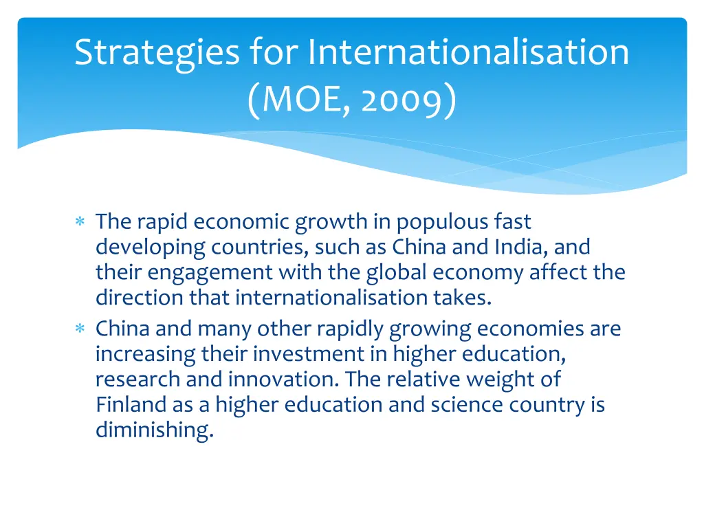 strategies for internationalisation moe 2009