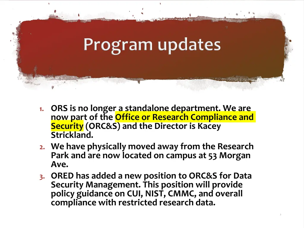 1 ors is no longer a standalone department