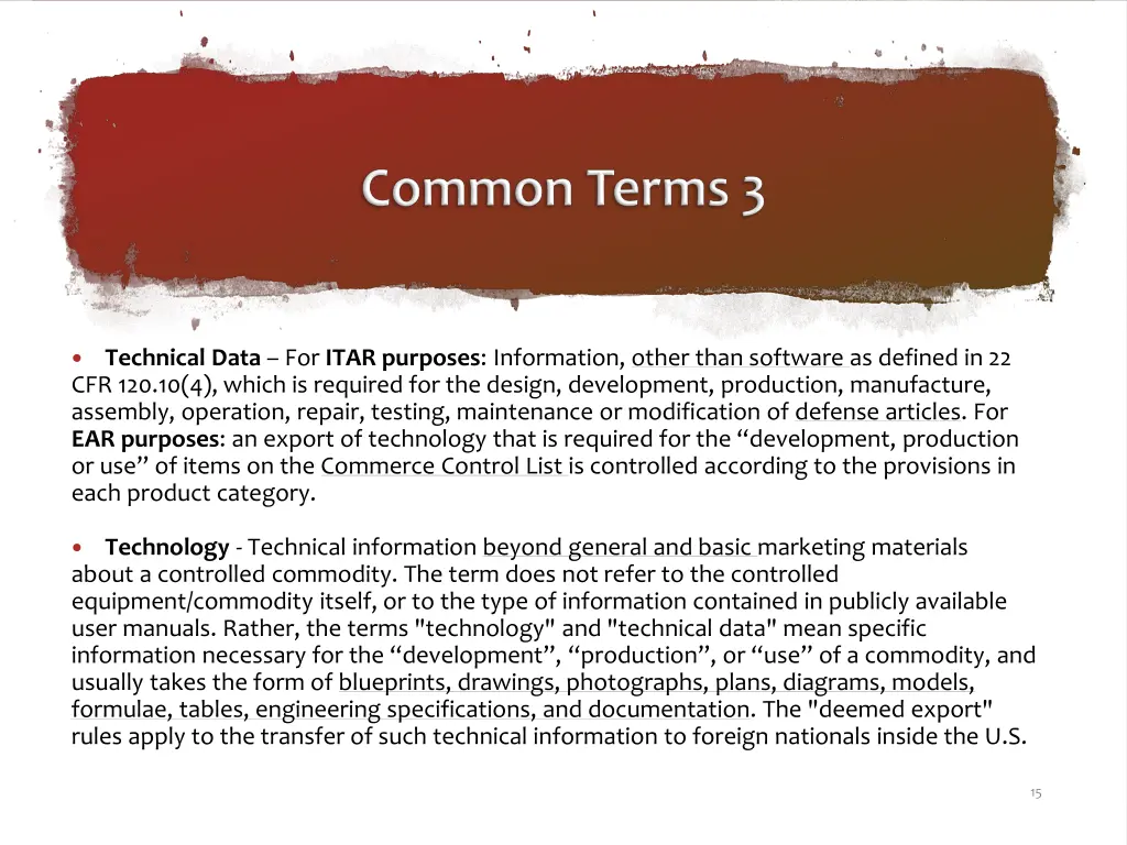 technical data for itar purposes information