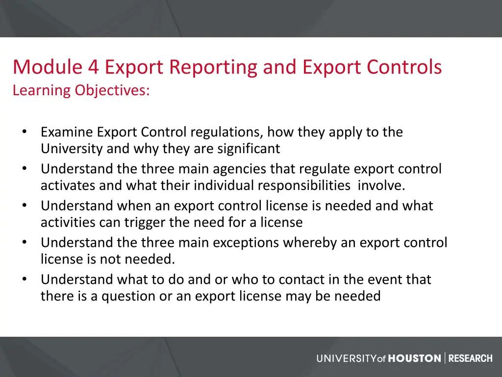 module 4 export reporting and export controls