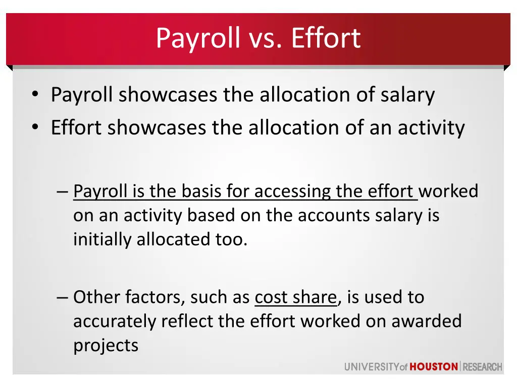 payroll vs effort