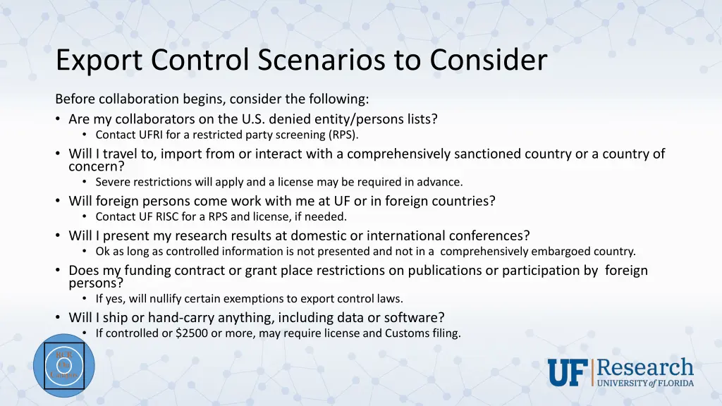 export control scenarios to consider