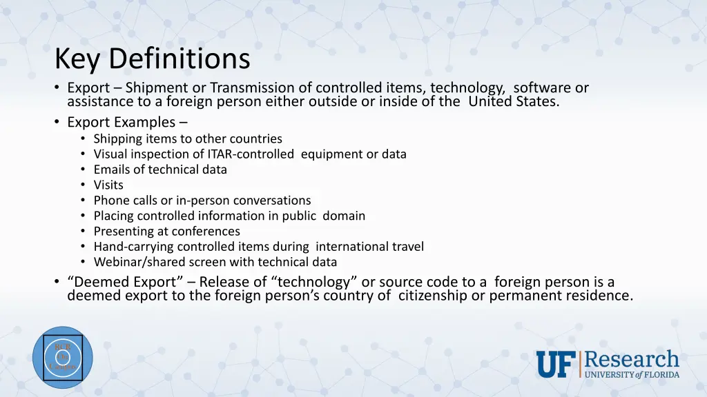 key definitions export shipment or transmission