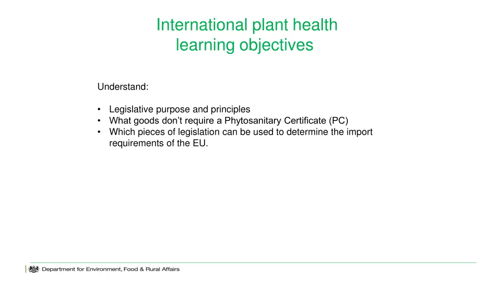 international plant health learning objectives