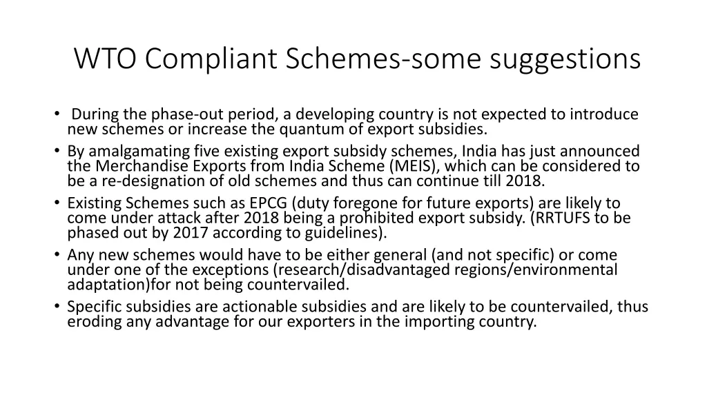 wto compliant schemes some suggestions