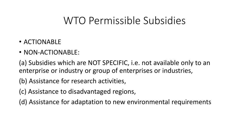 wto permissible subsidies