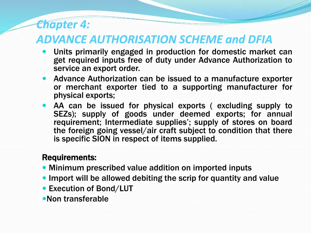 chapter 4 advance authorisation scheme and dfia