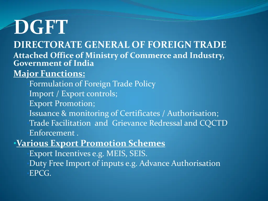 dgft directorate general of foreign trade