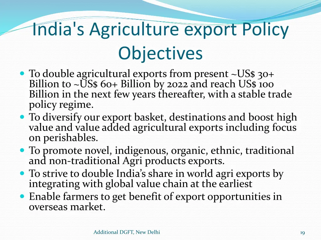 india s agriculture export policy objectives