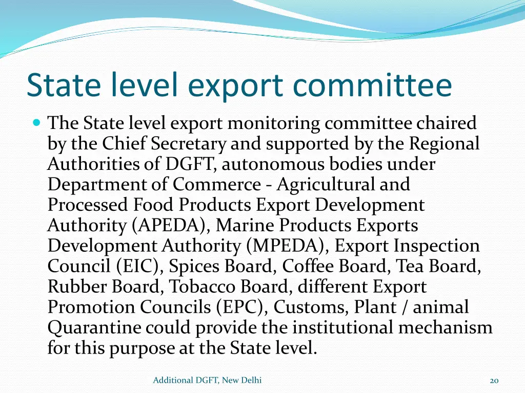 state level export committee the state level