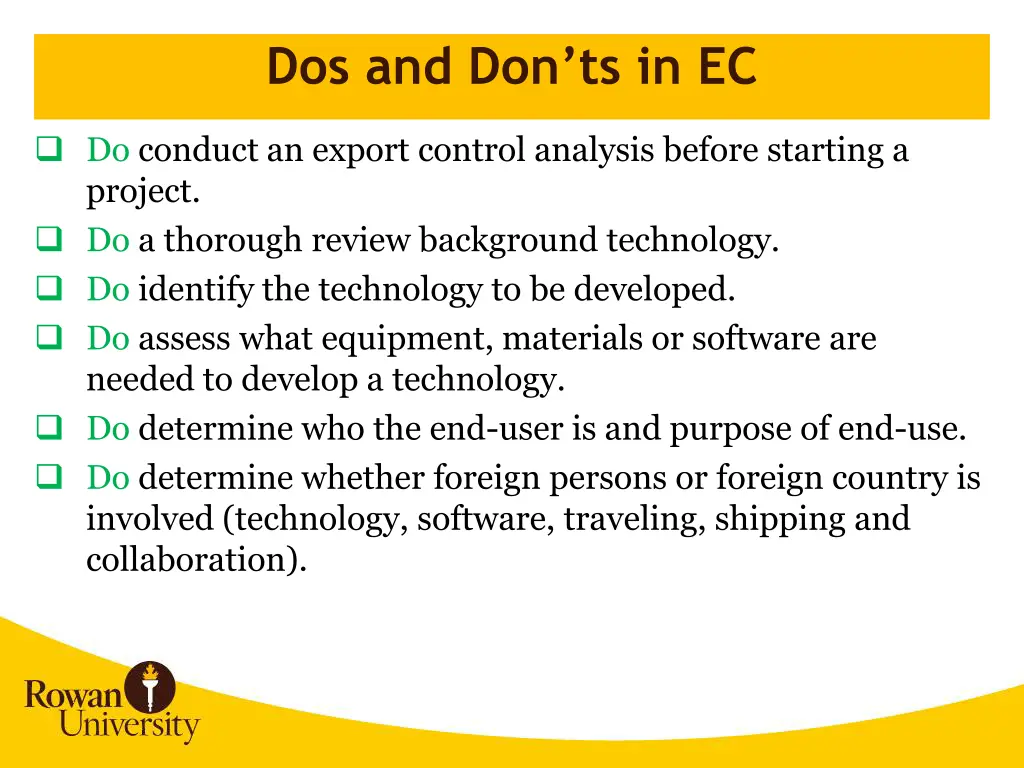 dos and don ts in ec