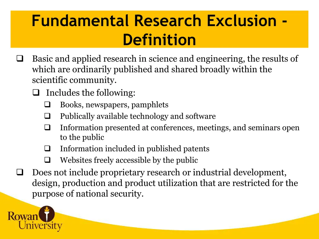 fundamental research exclusion definition