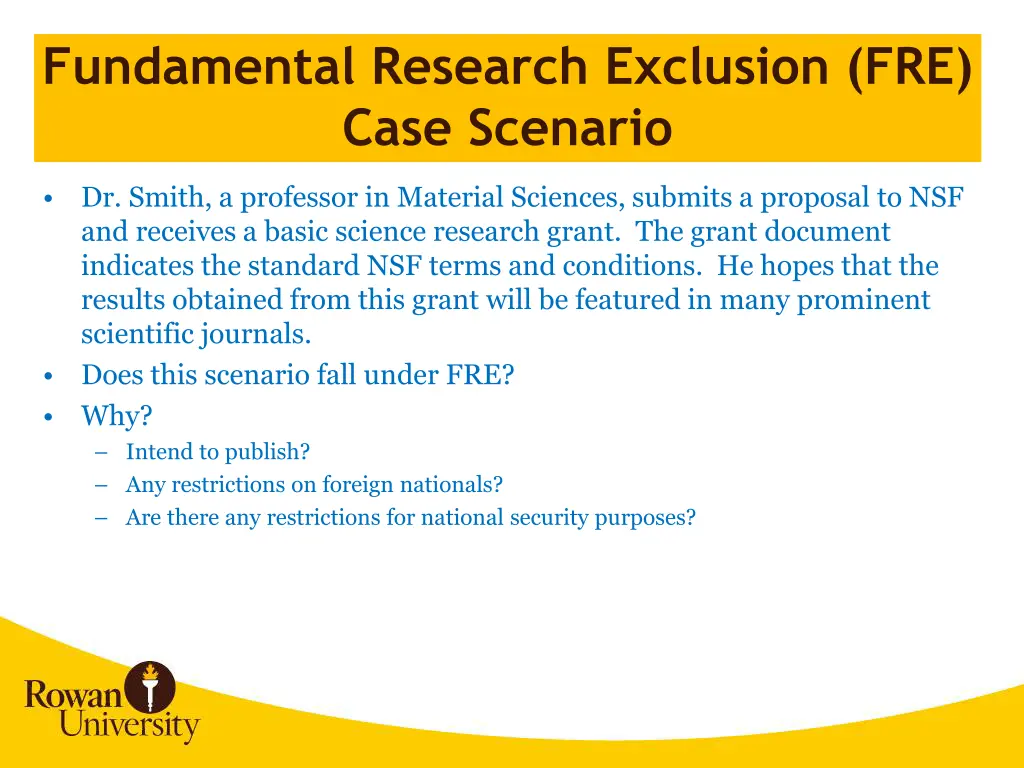 fundamental research exclusion fre case scenario