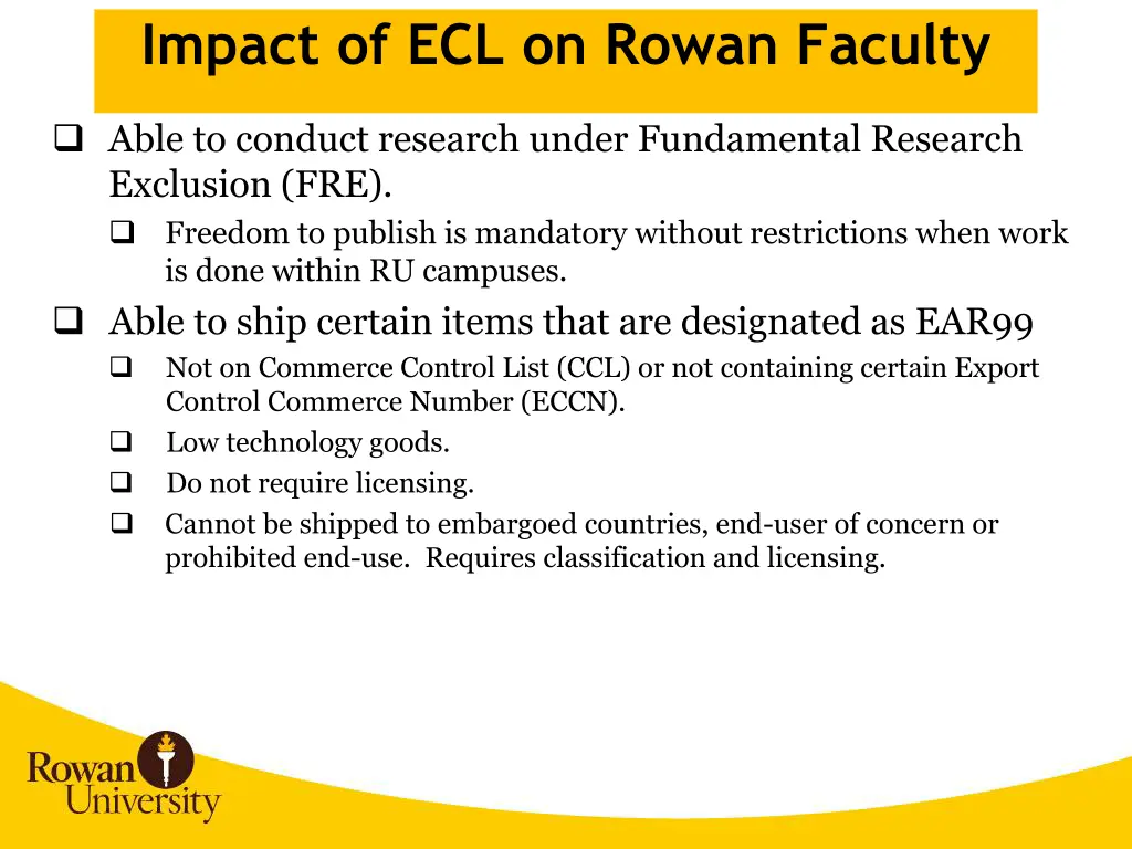 impact of ecl on rowan faculty