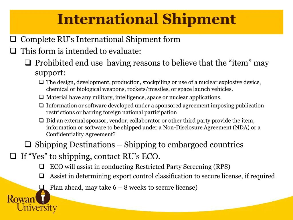 international shipment