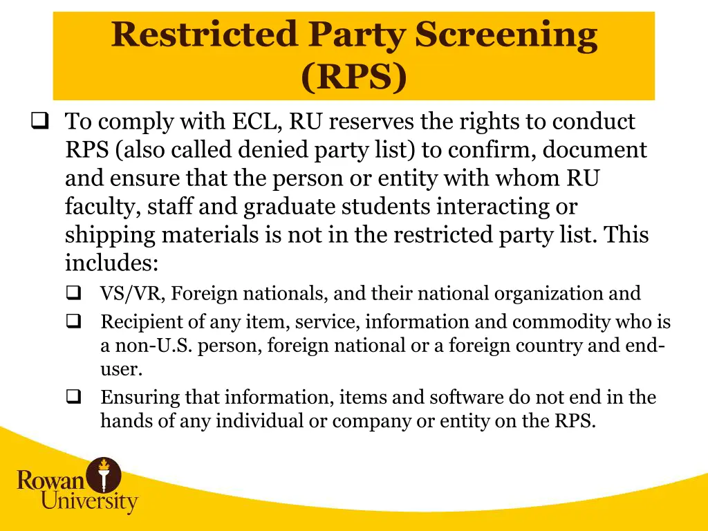 restricted party screening rps to comply with