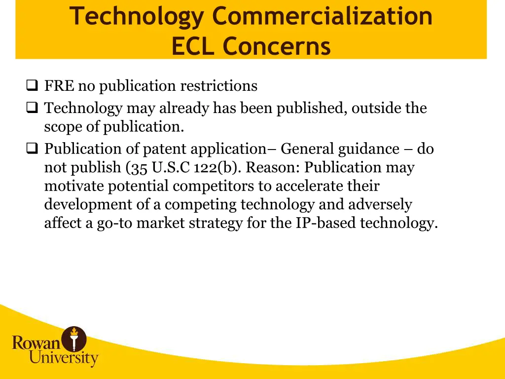 technology commercialization ecl concerns