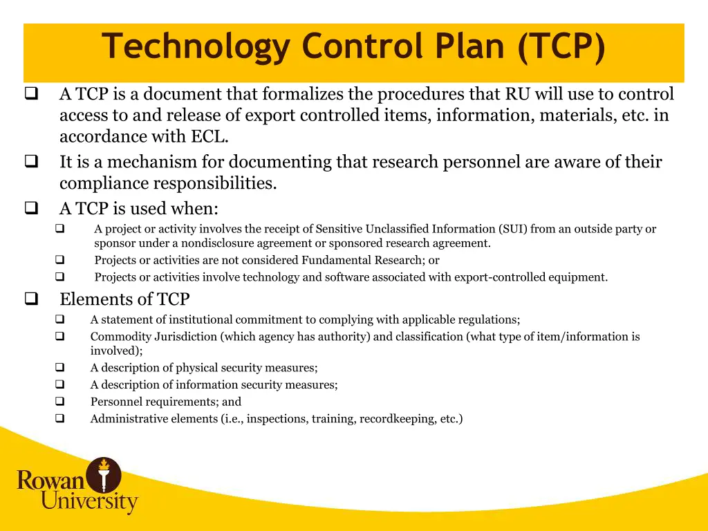 technology control plan tcp