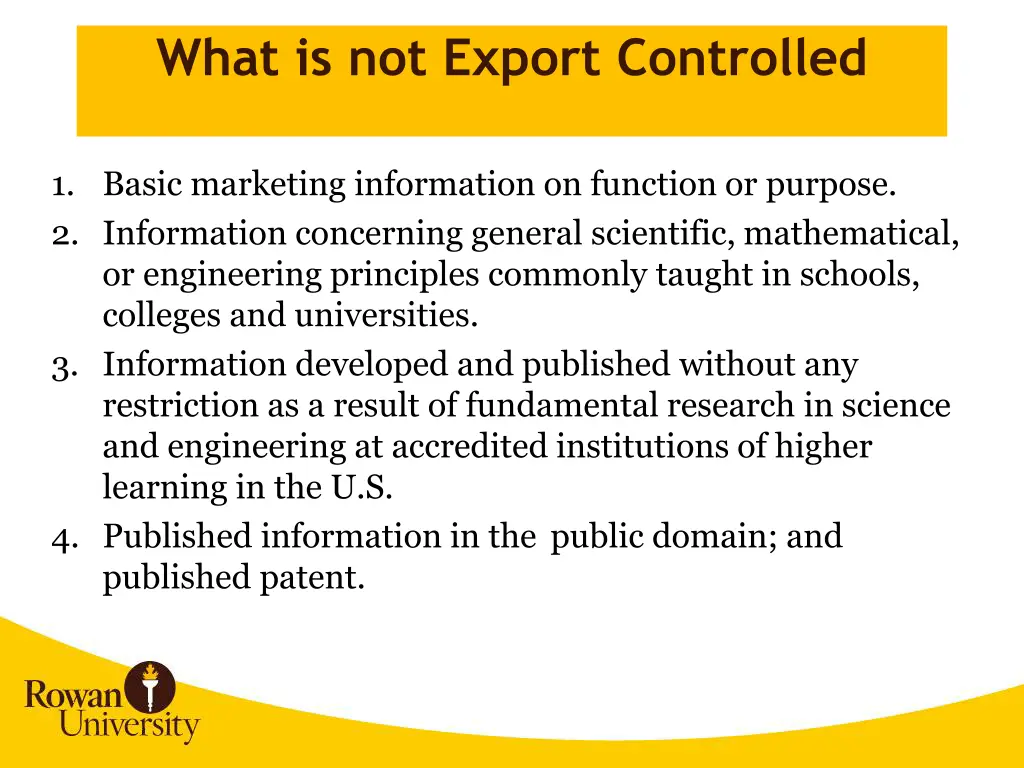 what is not export controlled