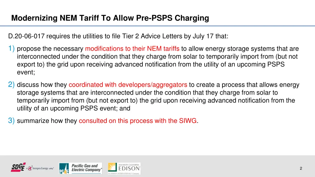 modernizing nem tariff to allow pre psps charging