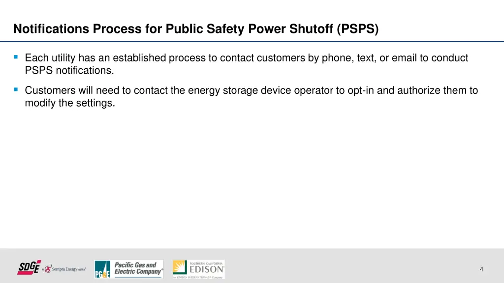 notifications process for public safety power