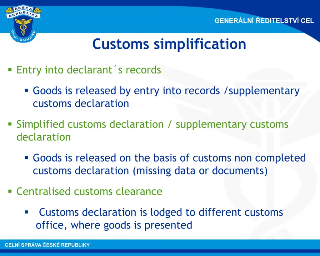 customs simplification