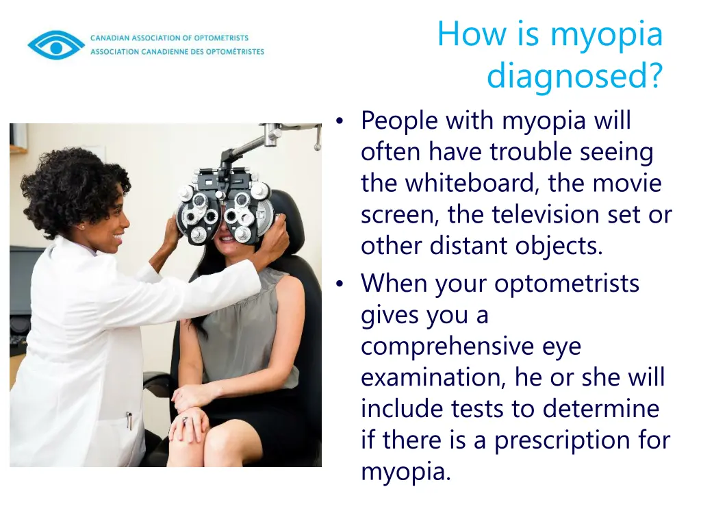 how is myopia diagnosed people with myopia will