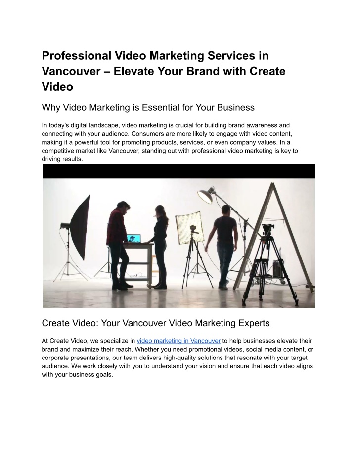 professional video marketing services