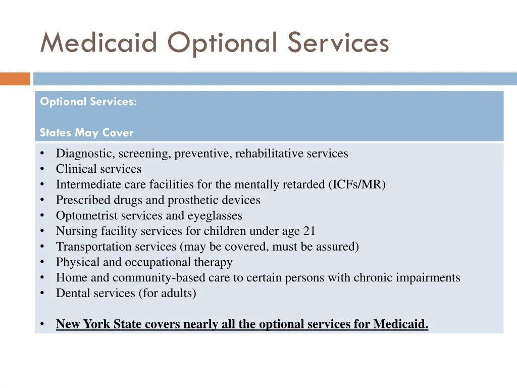 medicaid optional services