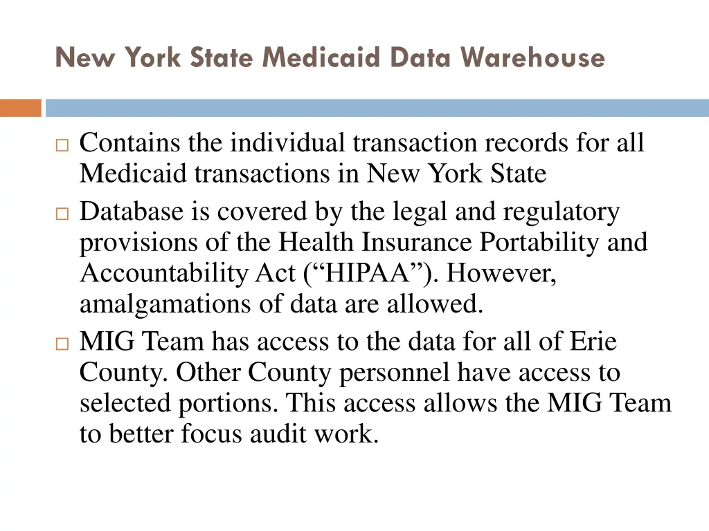 new york state medicaid data warehouse