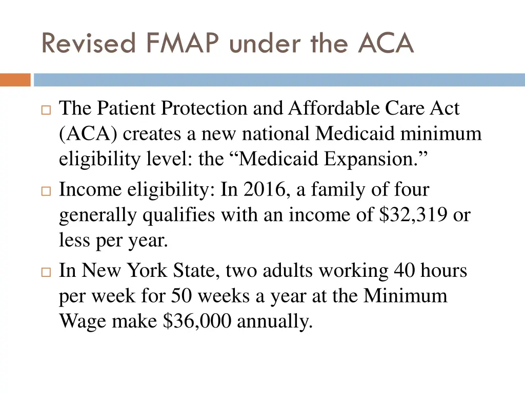 revised fmap under the aca